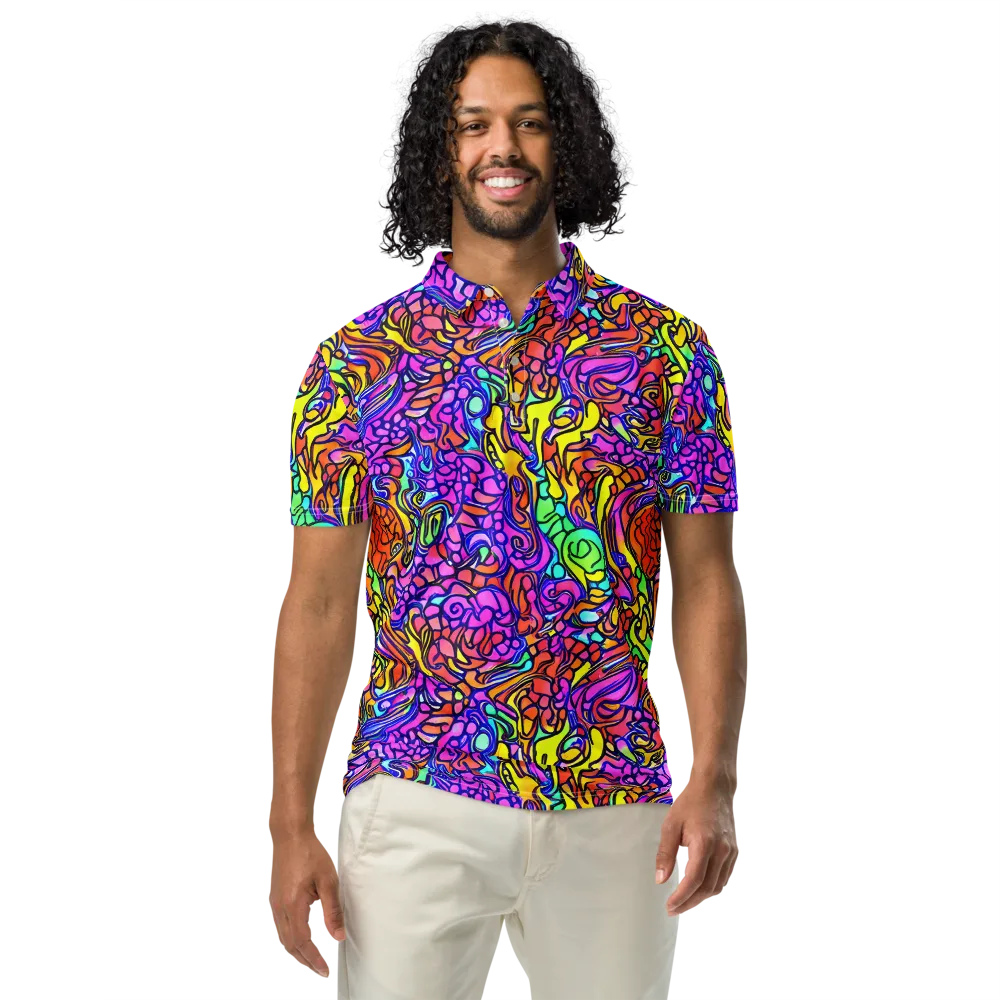 Technicolor Tangle on Men's Slim Fit Polo Shirt — Front