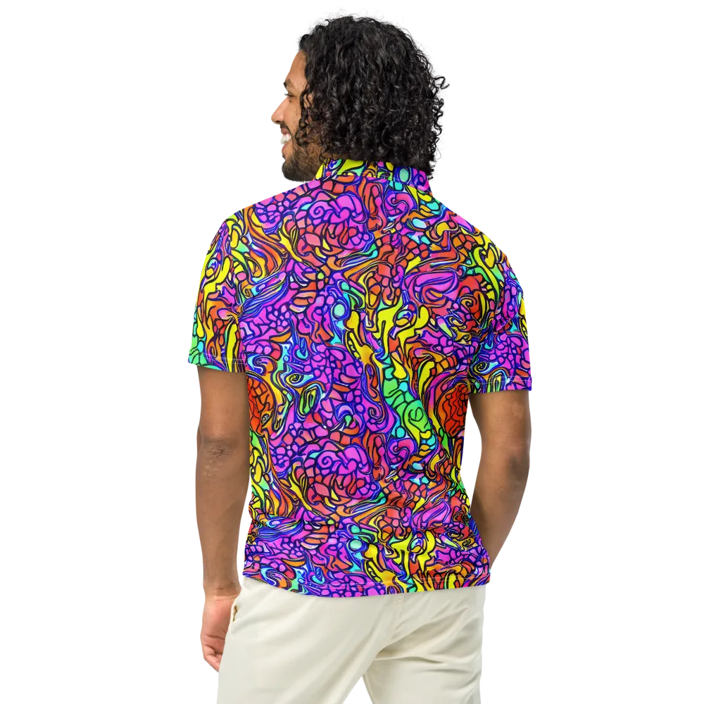 Technicolor Tangle on Men's Slim Fit Polo Shirt — Back