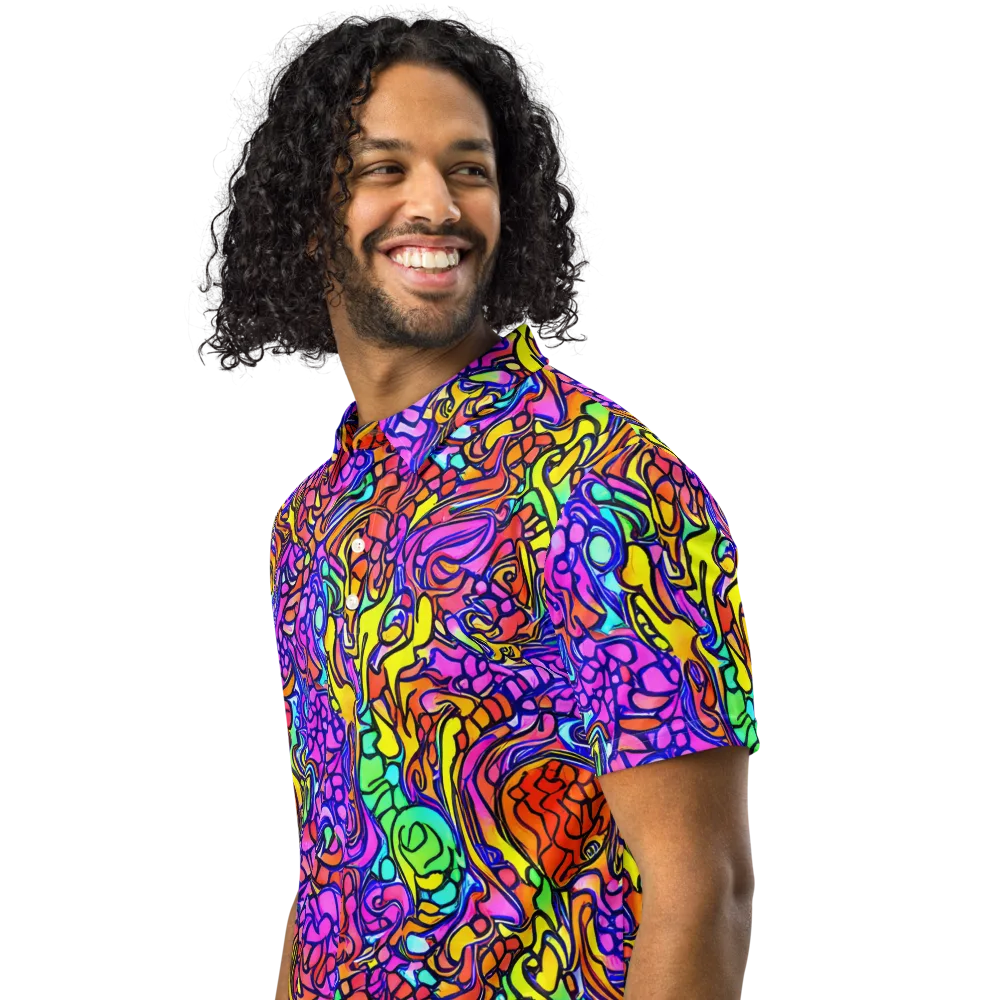 Technicolor Tangle on Men's Slim Fit Polo Shirt — Left Front