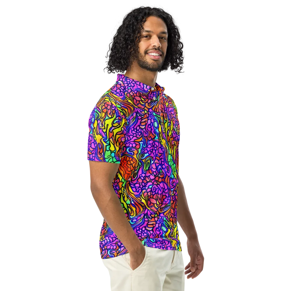 Technicolor Tangle on Men's Slim Fit Polo Shirt — Right Front