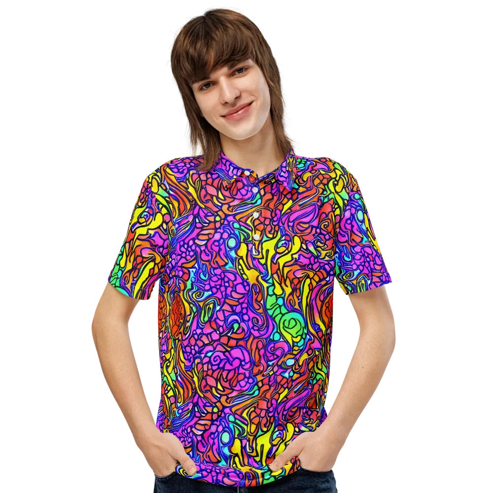 Technicolor Tangle on Men's Slim Fit Polo Shirt — Front