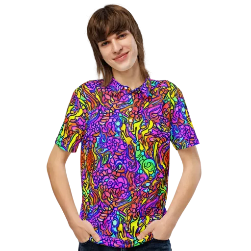 Technicolor Tangle on a Men's Slim Fit Polo Shirt