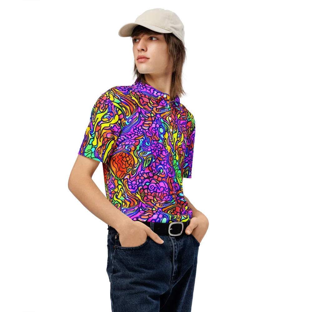Technicolor Tangle on Men's Slim Fit Polo Shirt — Right Front