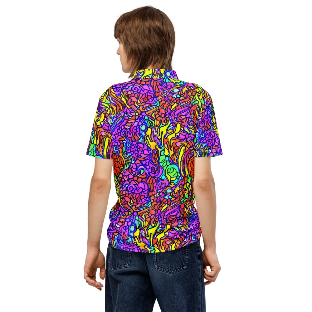 Technicolor Tangle on Men's Slim Fit Polo Shirt — Back