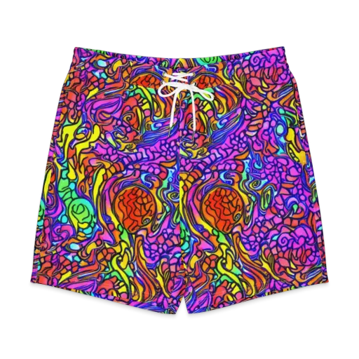 Technicolor Tangle on a Men's Board Shorts
