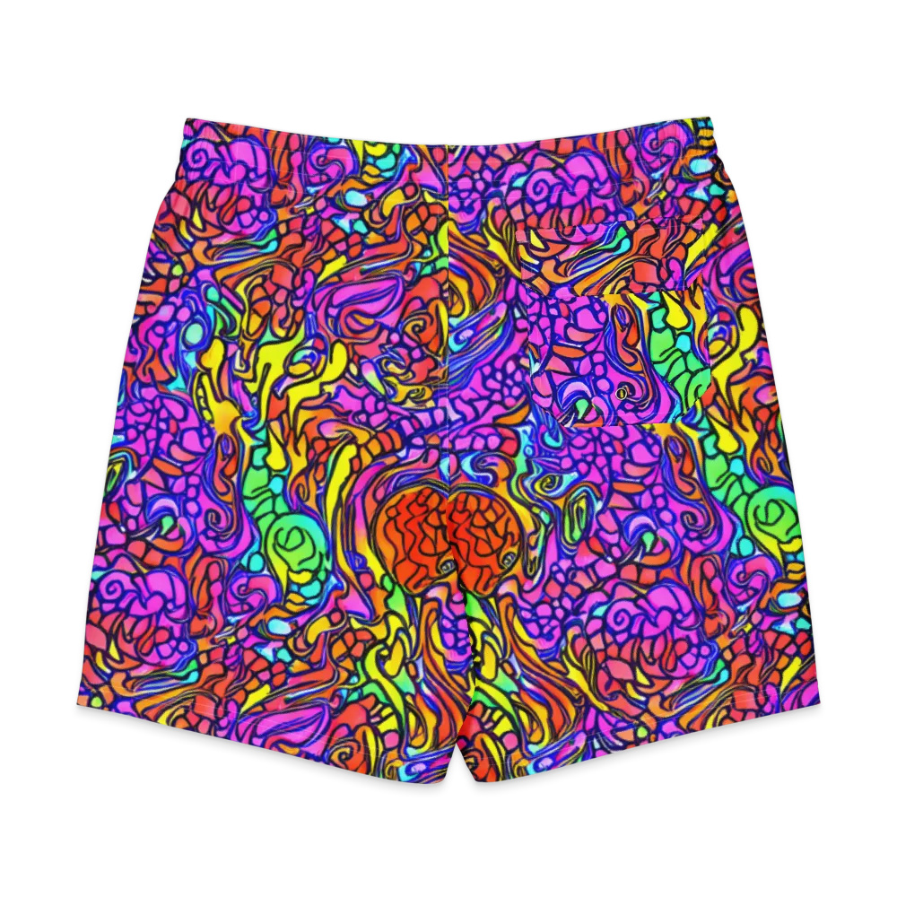 Technicolor Tangle on Men's Board Shorts — Back