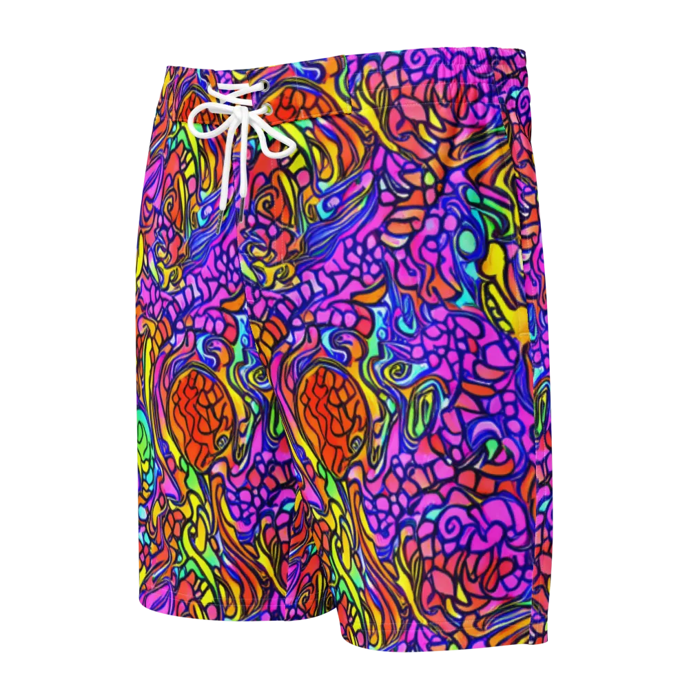 Technicolor Tangle on Men's Board Shorts — Front