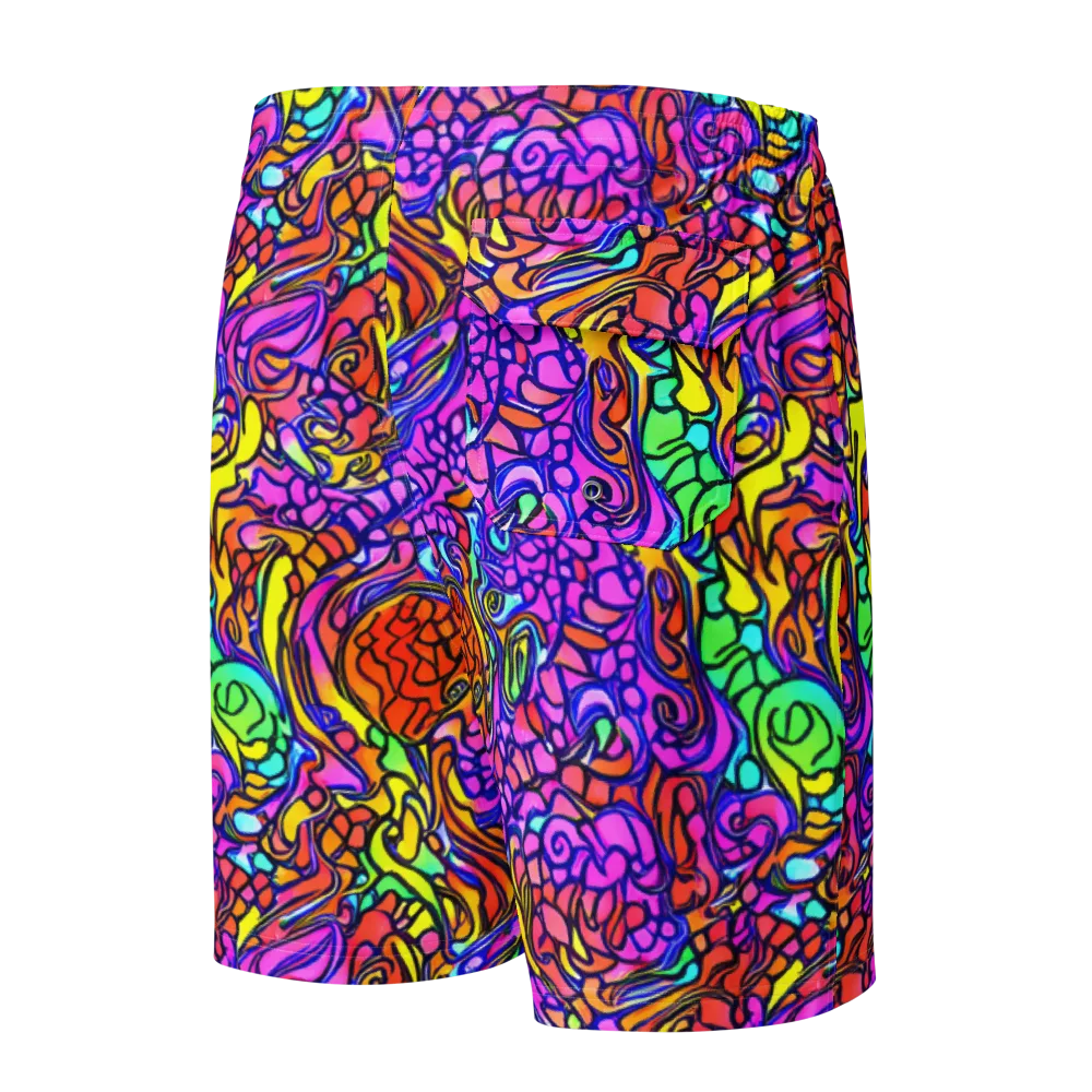 Technicolor Tangle on Men's Board Shorts — Back