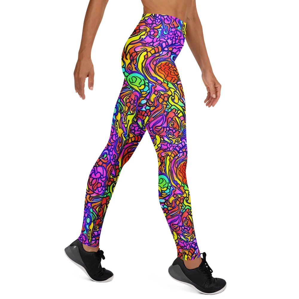 Technicolor Tangle on Yoga Leggings — Right
