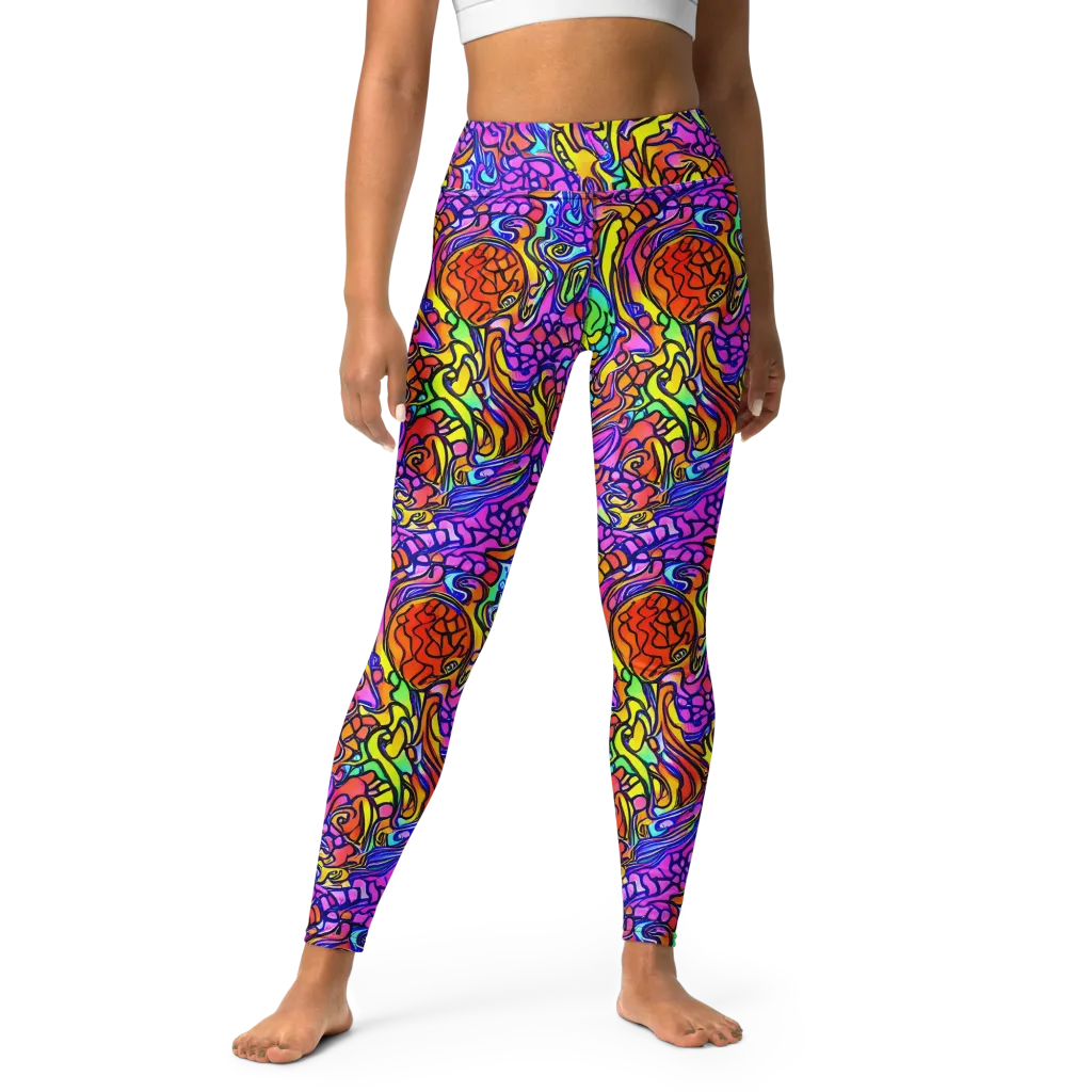 Technicolor Tangle on Yoga Leggings — Front