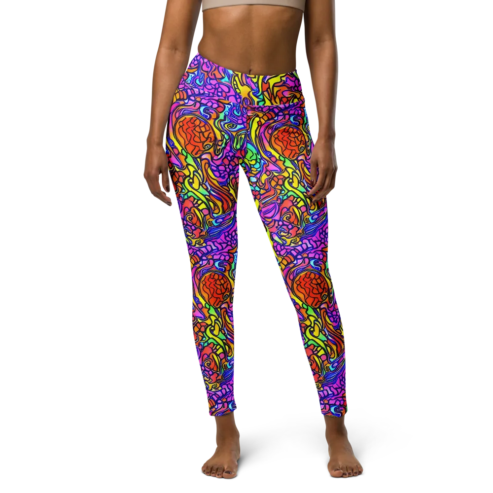 Technicolor Tangle on Yoga Leggings — Front