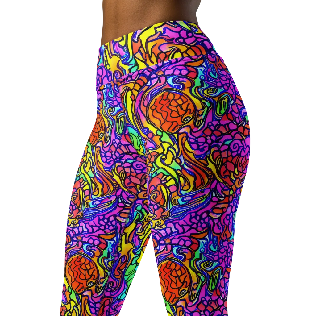 Technicolor Tangle on Yoga Leggings — Left Front