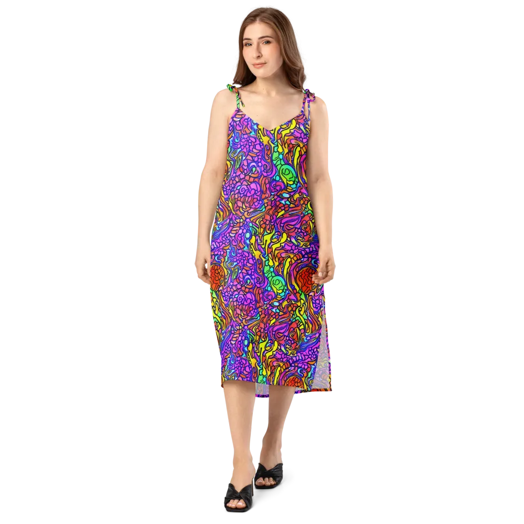 Technicolor Tangle on Slip Dress — Front