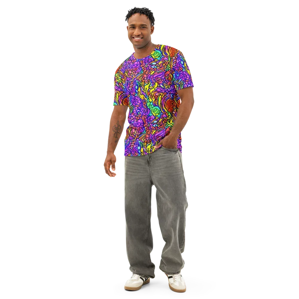 Technicolor Tangle on Men's Cotton Crew Neck T-Shirt — Front