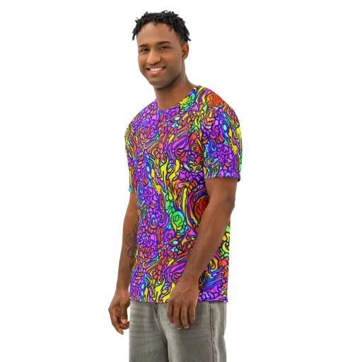 Technicolor Tangle on a Men's Cotton Crew Neck T-Shirt