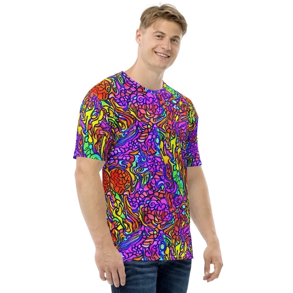 Technicolor Tangle on Men's Crew Neck T-Shirt — Right