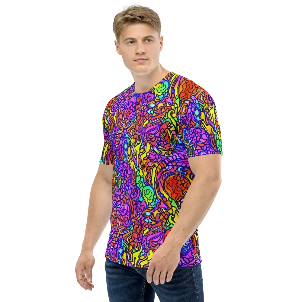 Technicolor Tangle on Men's Crew Neck T-Shirt — Left