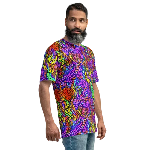 Technicolor Tangle on a Men's Crew Neck T-Shirt