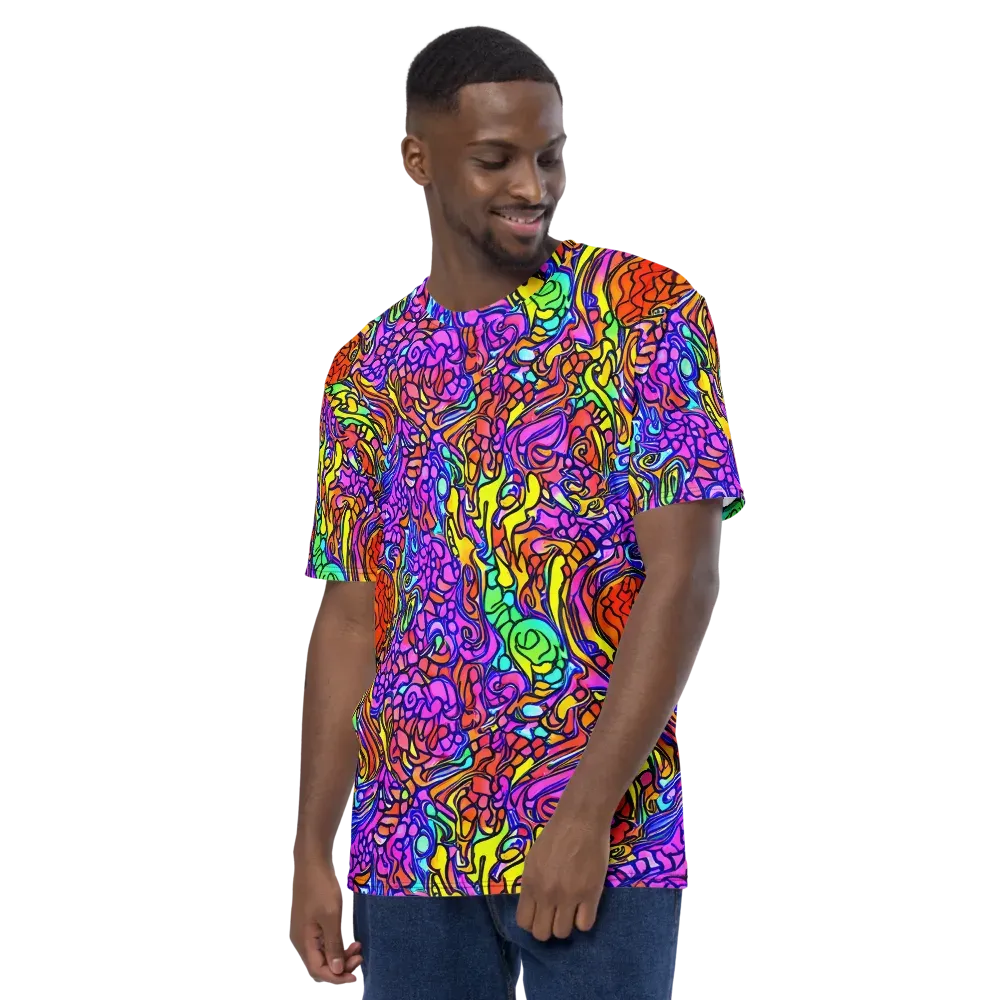 Technicolor Tangle on Men's Crew Neck T-Shirt — Left