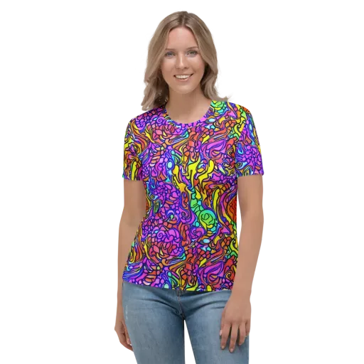 Technicolor Tangle on a Women's Crew Neck T-Shirt