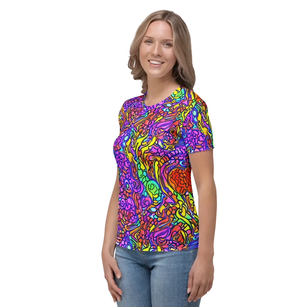 Technicolor Tangle on Women's Crew Neck T-Shirt — Left
