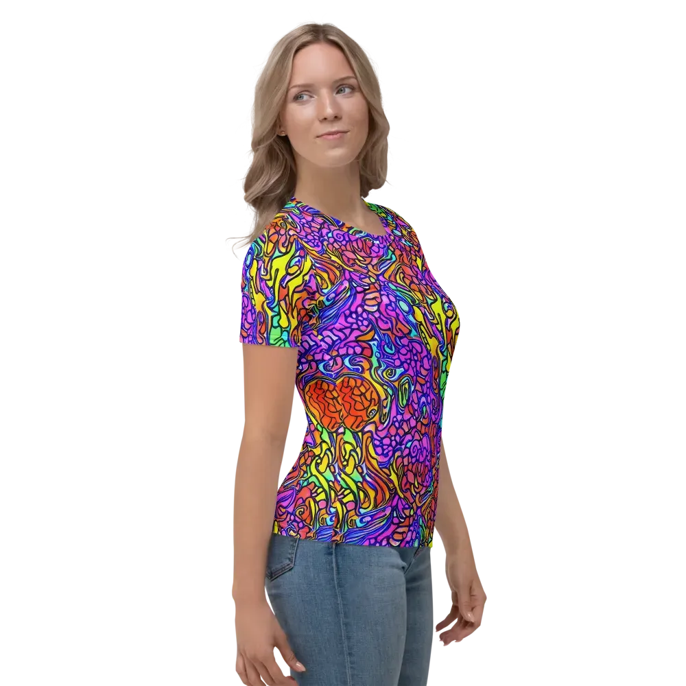 Technicolor Tangle on Women's Crew Neck T-Shirt — Right