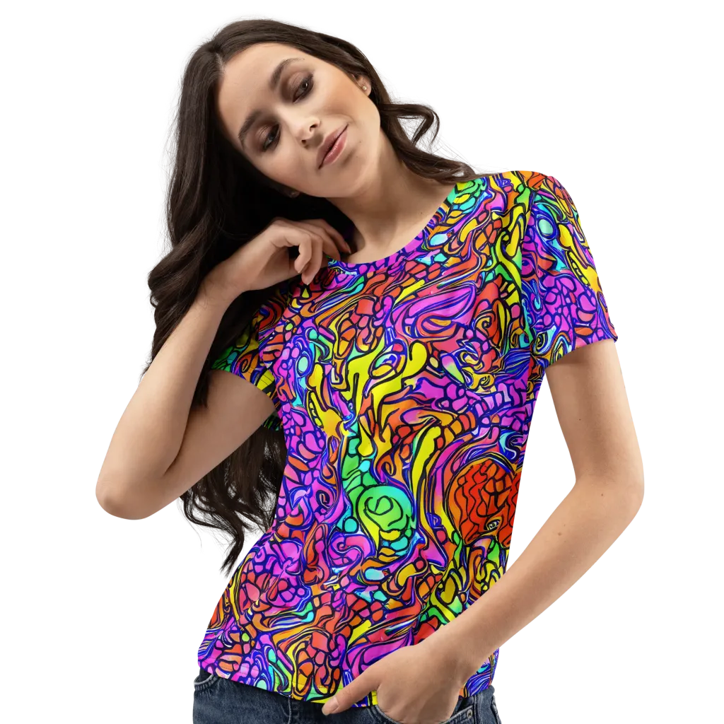 Technicolor Tangle on Women's Crew Neck T-Shirt — Left Front