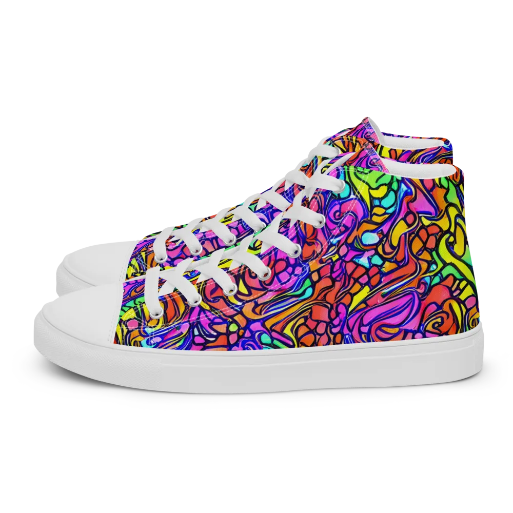 Technicolor Tangle on Women's High Top Canvas Shoes — Left