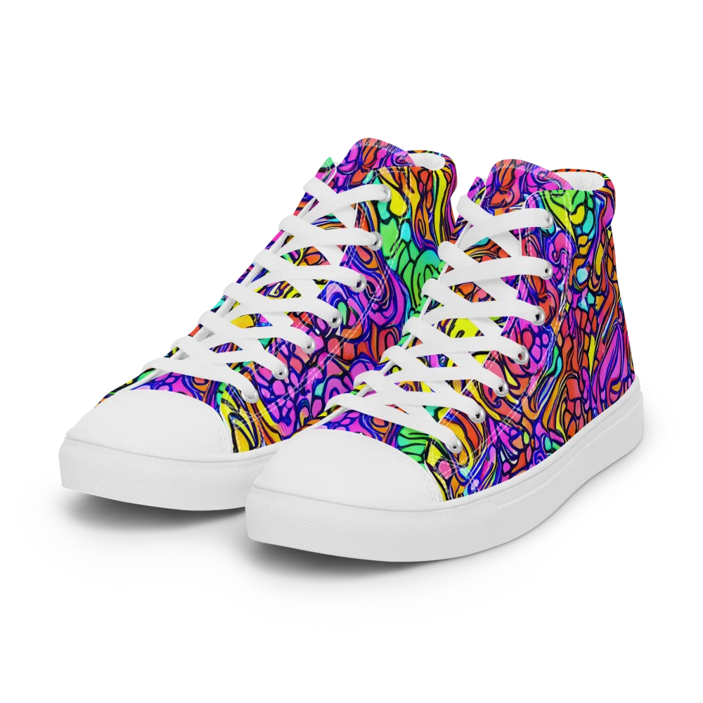 Technicolor Tangle on Women's High Top Canvas Shoes — Left Front