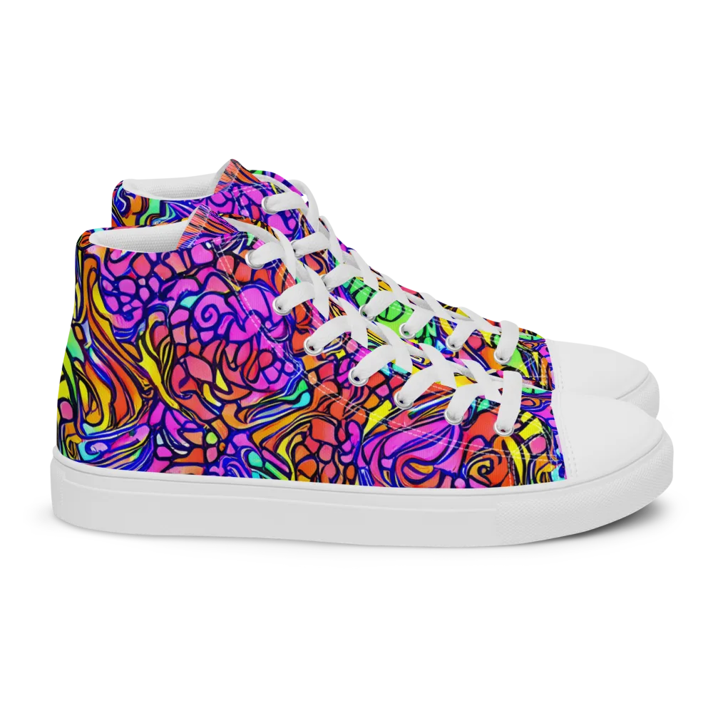 Technicolor Tangle on Women's High Top Canvas Shoes — Right