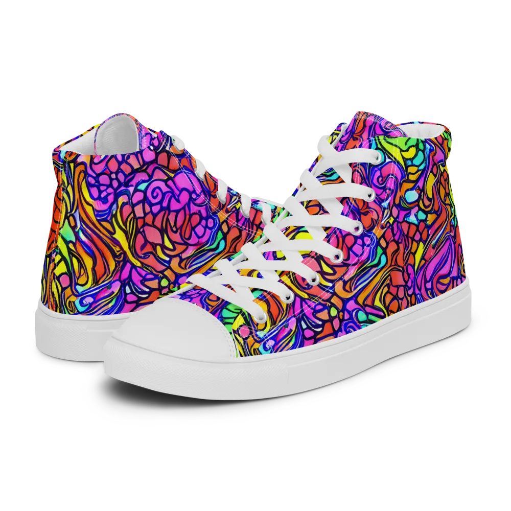 Technicolor Tangle on Women's High Top Canvas Shoes — Left