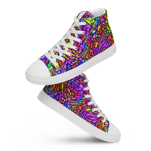 Technicolor Tangle on a Women's High Top Canvas Shoes