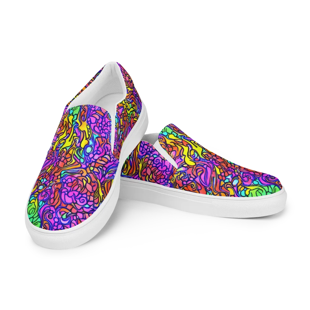 Technicolor Tangle on Men's Slip-On Canvas Shoes — Left Front