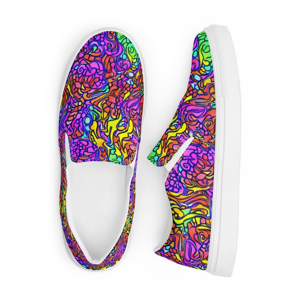 Technicolor Tangle on Men's Slip-On Canvas Shoes — Front