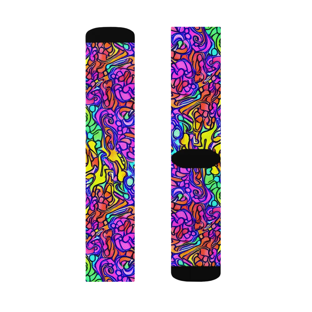 Technicolor Tangle on Socks — Left Sock