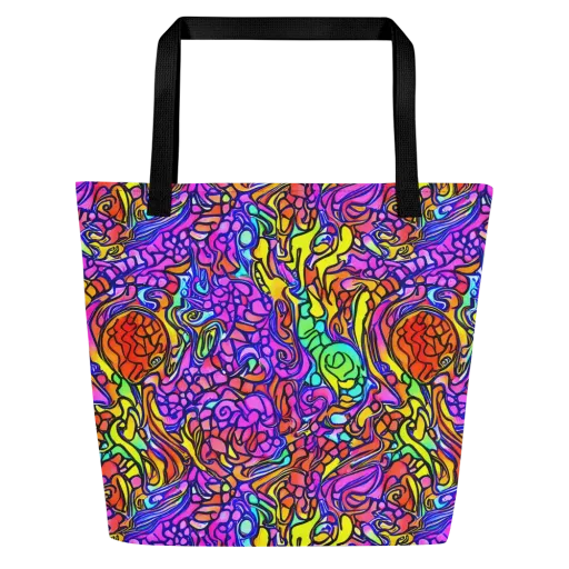 Technicolor Tangle on a Large Tote Bag W/ Pocket