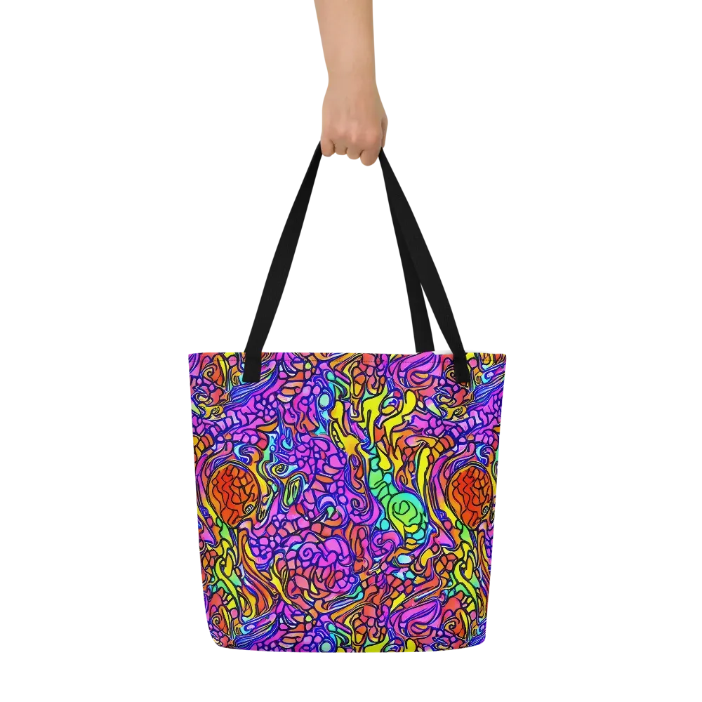Technicolor Tangle on Large Tote Bag W/ Pocket — Front