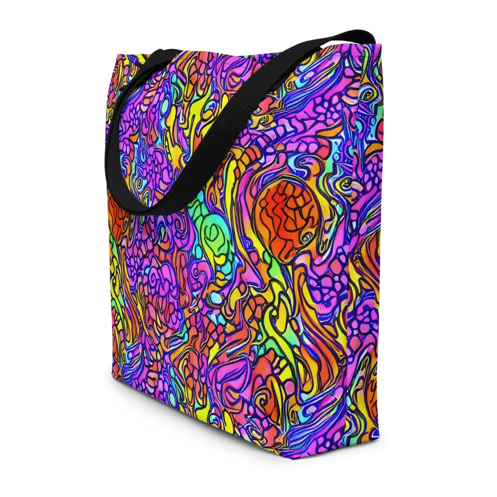 Technicolor Tangle on Large Tote Bag W/ Pocket — Front