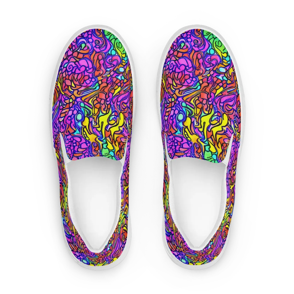 Technicolor Tangle on Women's Slip-On Canvas Shoes — Front