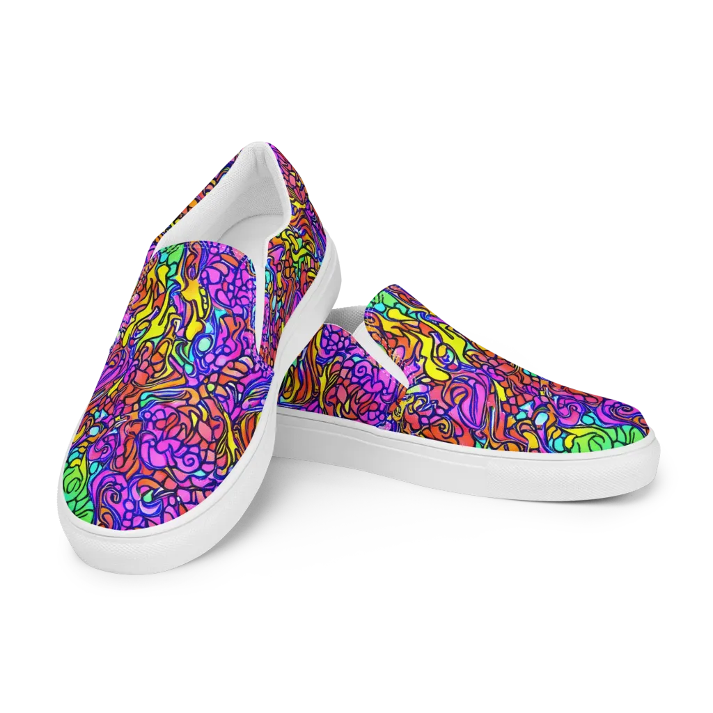 Technicolor Tangle on Women's Slip-On Canvas Shoes — Left Front