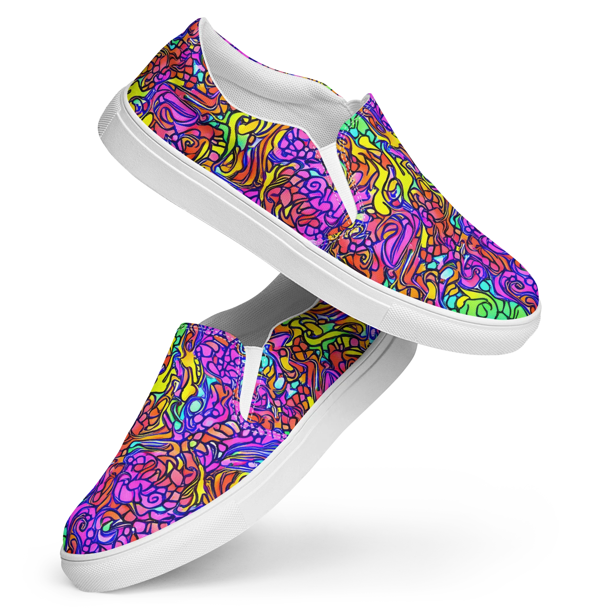 Technicolor Tangle on Women's Slip-On Canvas Shoes — Front