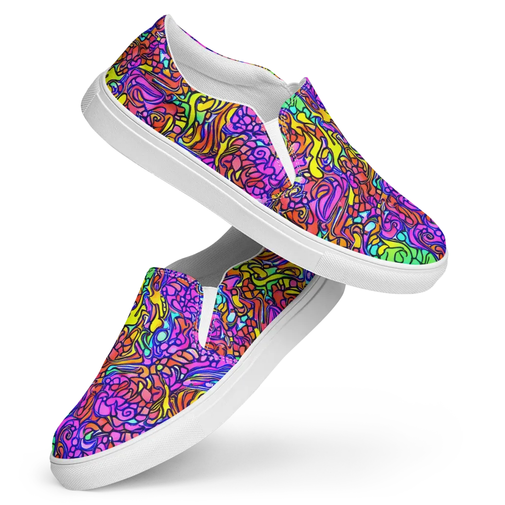 Technicolor Tangle on Women's Slip-On Canvas Shoes — Front