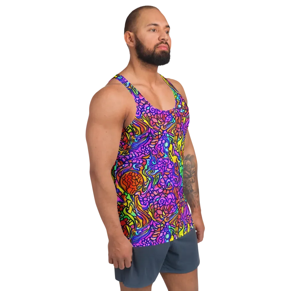 Technicolor Tangle on Men's Tank Top — Right Front
