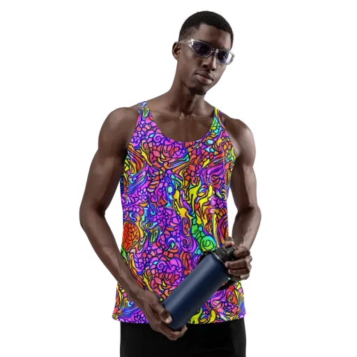 Technicolor Tangle on a Men's Tank Top