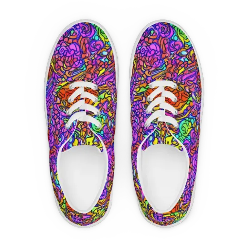 Technicolor Tangle on a Men's Lace-Up Canvas Shoes