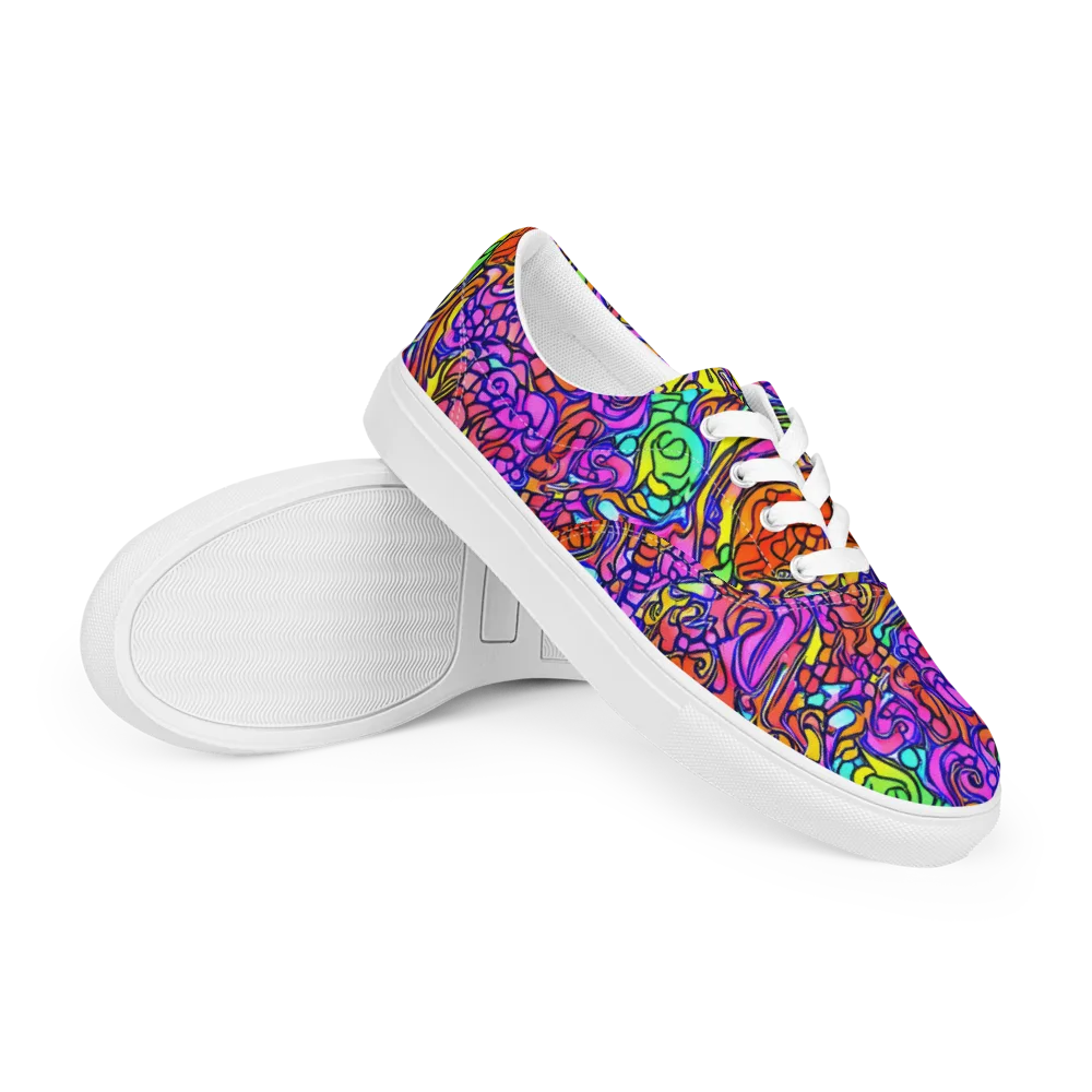Technicolor Tangle on Men's Lace-Up Canvas Shoes — Right Front