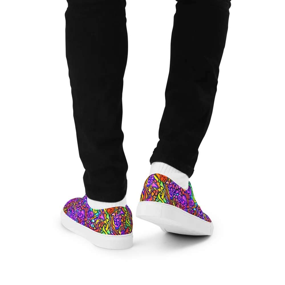 Technicolor Tangle on Men's Lace-Up Canvas Shoes — Back