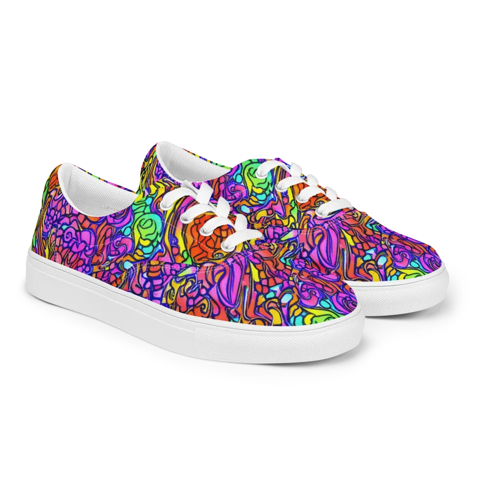 Technicolor Tangle on Men's Lace-Up Canvas Shoes — Right Front