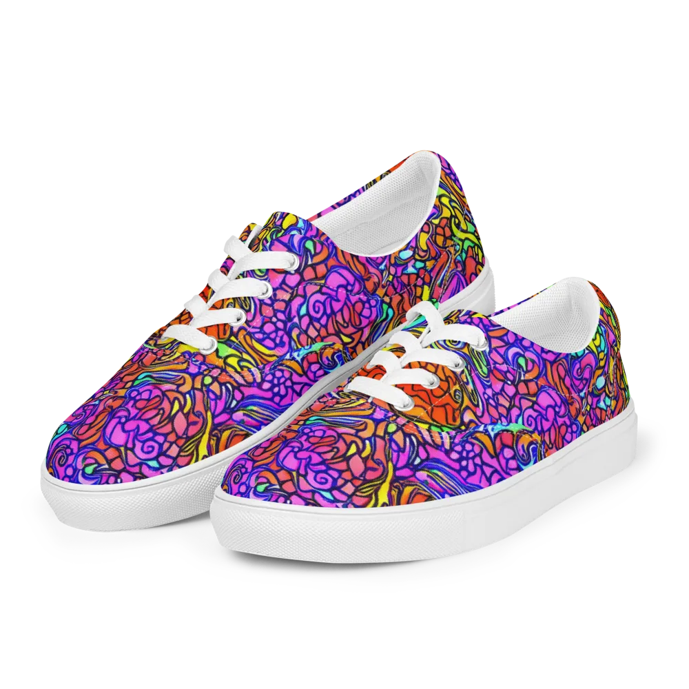 Technicolor Tangle on Men's Lace-Up Canvas Shoes — Left Front