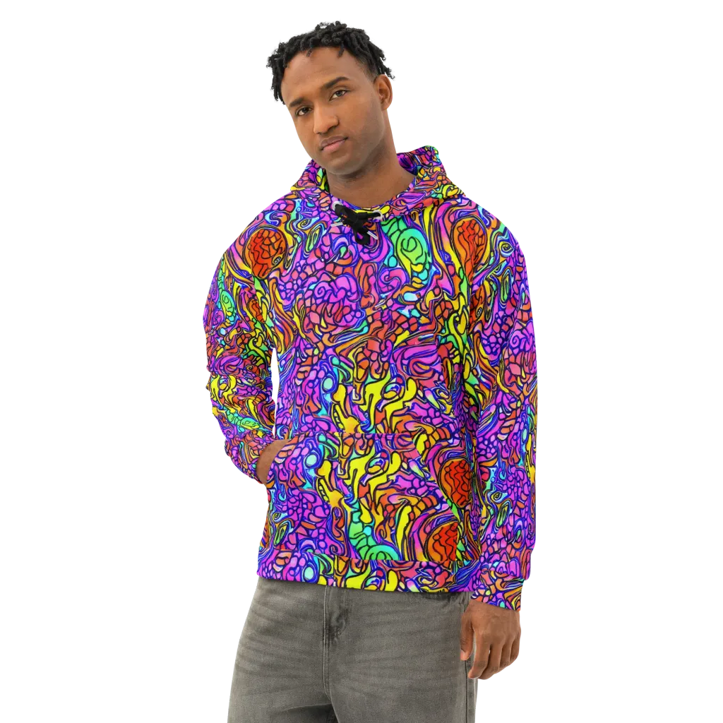 Technicolor Tangle on Cotton Hoodie — Left Front